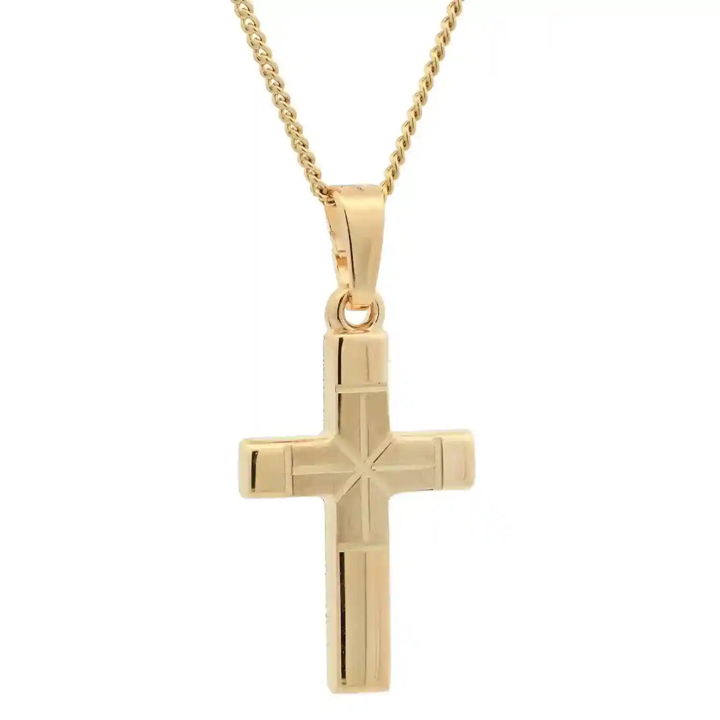 Vergoldete Halskette Kreuz mit Kette 925 Silber vergoldet