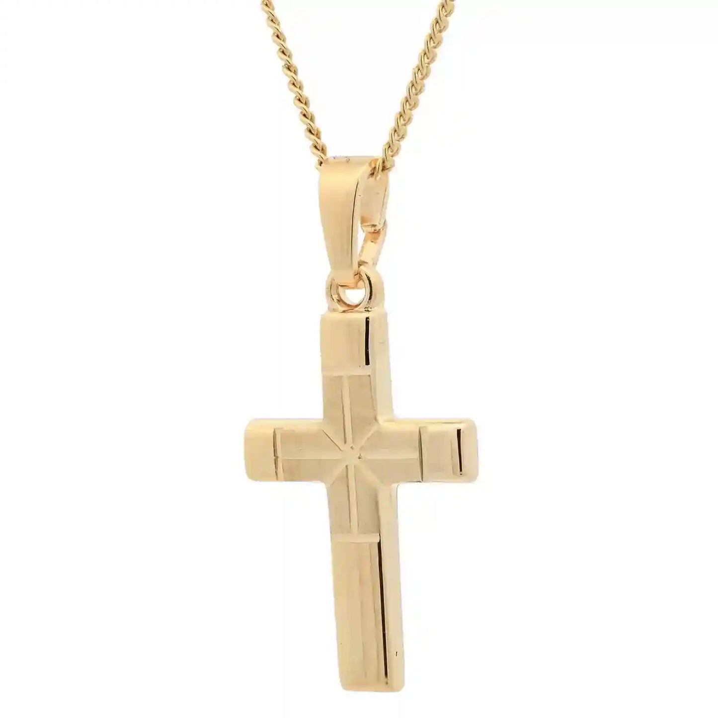 Vergoldete Halskette Kreuz mit Kette 925 Silber vergoldet