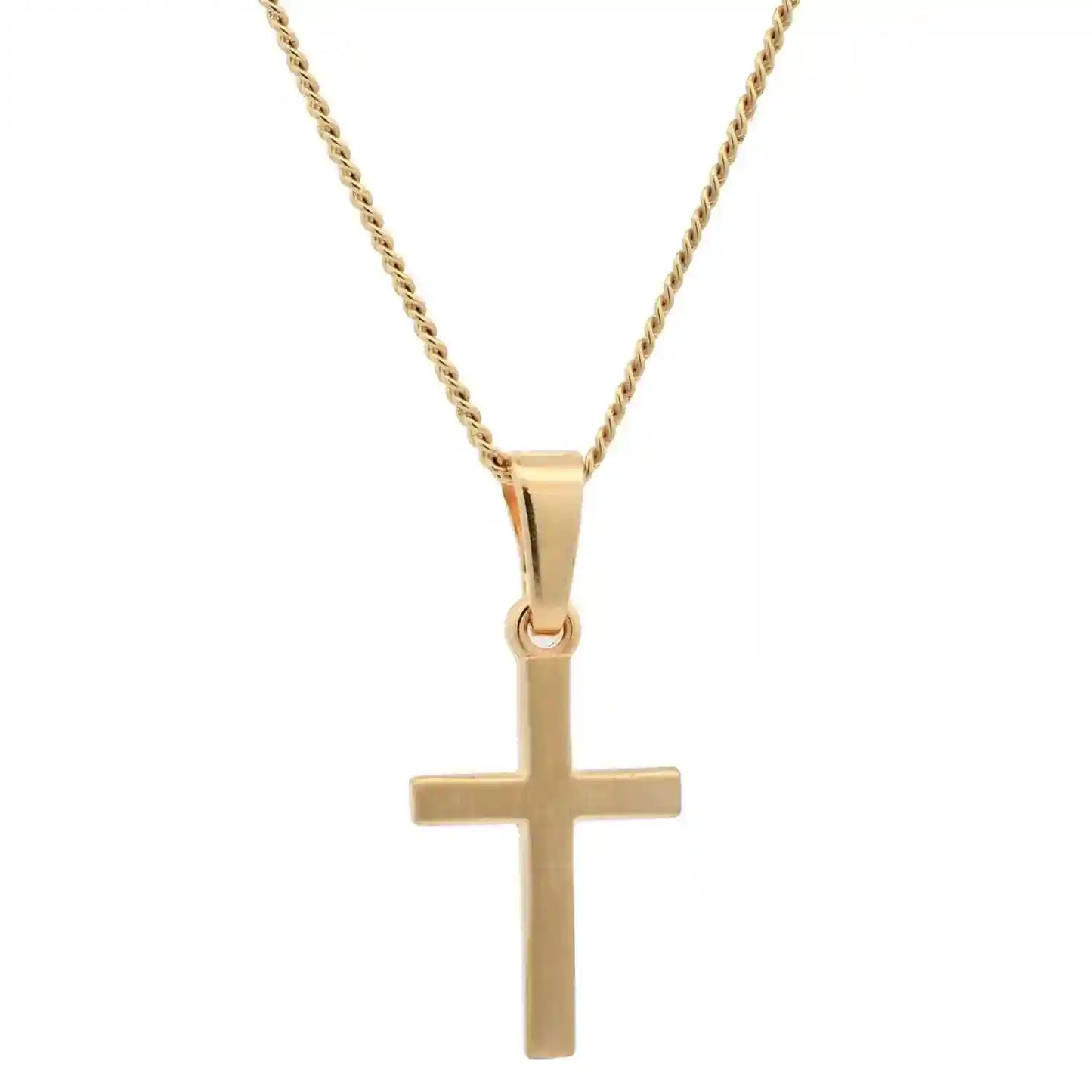 Vergoldete Halskette Kreuz seidenmatt mit Kette 925 Silber vergoldet