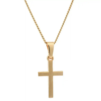 Vergoldete Halskette Kreuz seidenmatt mit Kette 925 Silber vergoldet