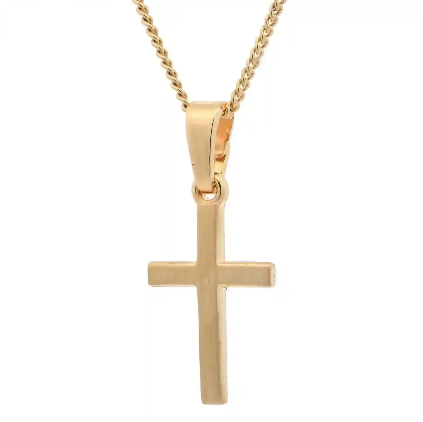 Vergoldete Halskette Kreuz seidenmatt mit Kette 925 Silber vergoldet