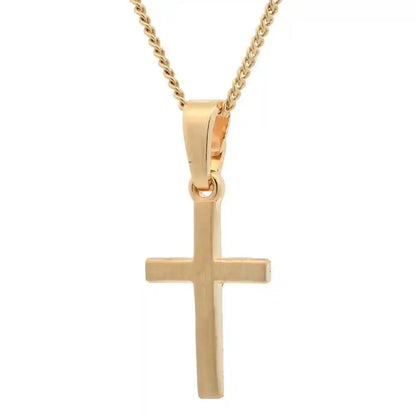 Vergoldete Halskette Kreuz seidenmatt mit Kette 925 Silber vergoldet