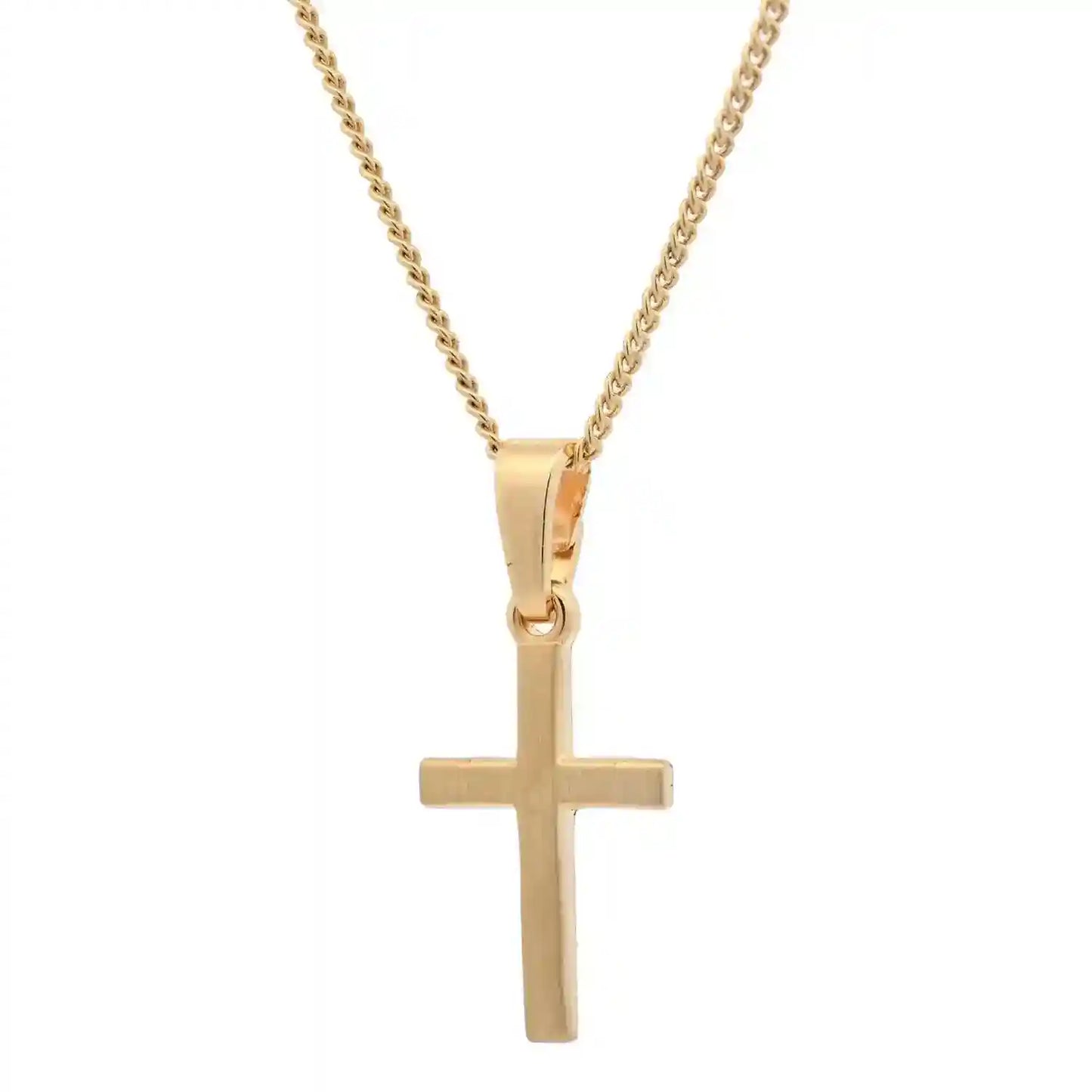 Vergoldete Halskette Kreuz seidenmatt mit Kette 925 Silber vergoldet
