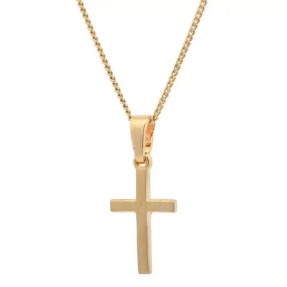 Vergoldete Halskette Kreuz seidenmatt mit Kette 925 Silber vergoldet