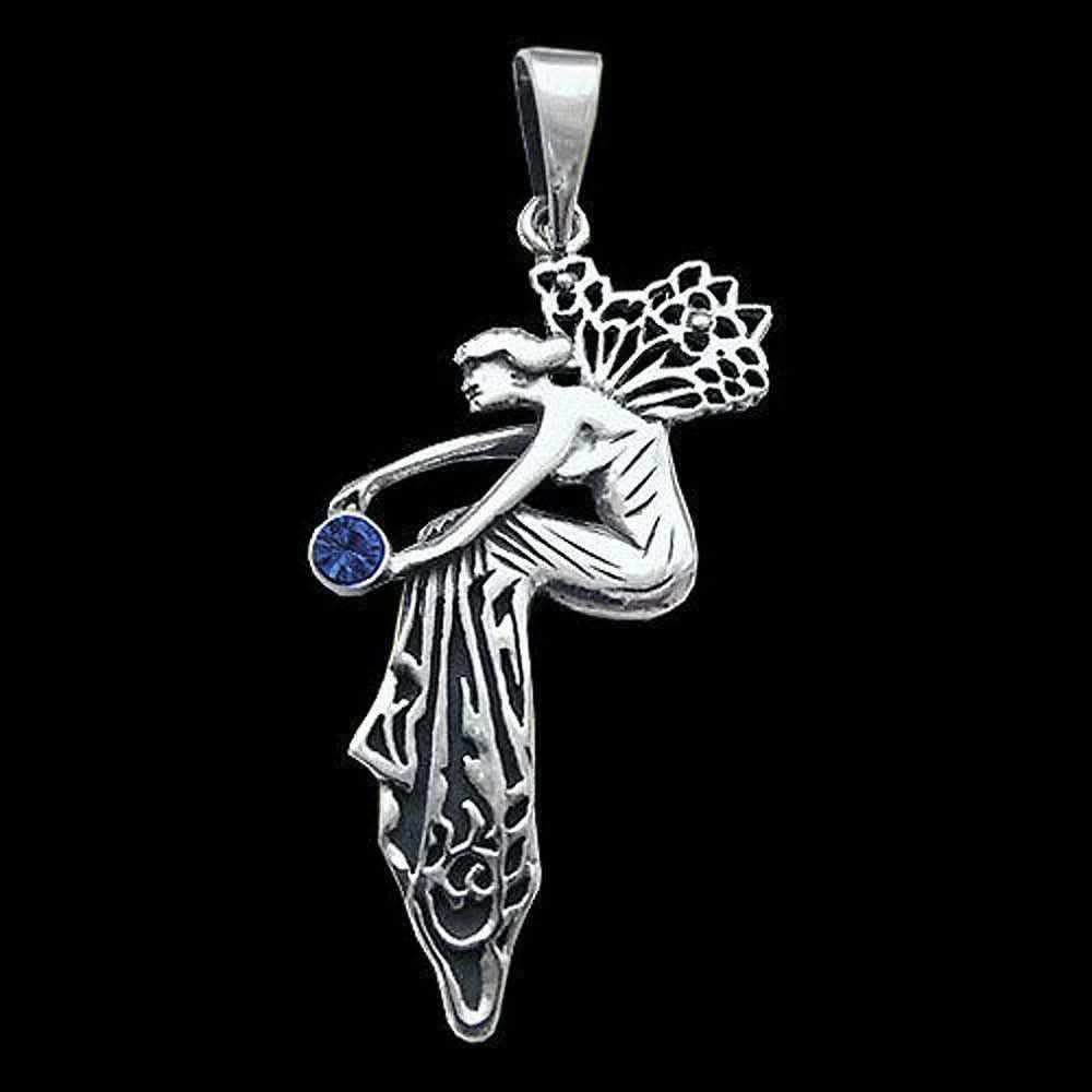 Verzauberte Elfe Schmuck Anhänger 925er Silber Feen Elfen 54x25mm