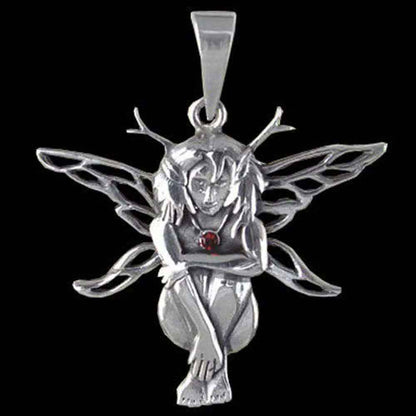 Waldelfe Schmuck Anhänger 925er Silber - Elfen Feen - 44x40mm