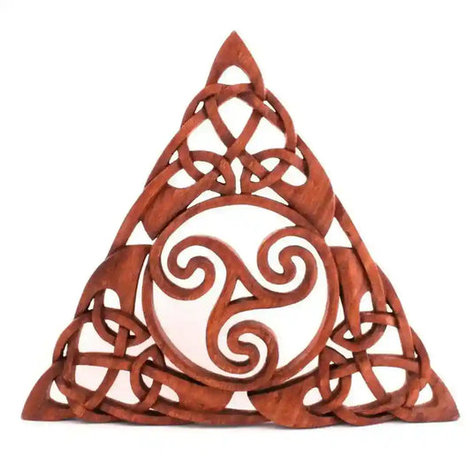 Wandbild Keltische Triskele geschnitztes Ornament Holzbild Wanddeko Holz