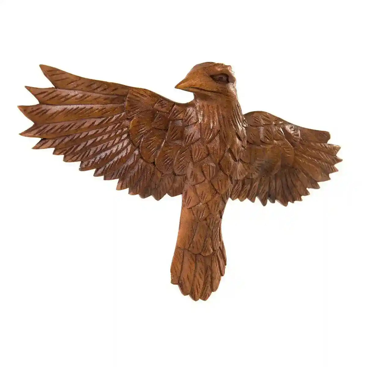 Wandbild Rabe Hugin braun  Vogel  - Holz links Handarbeit Wanddeko Wandrelief