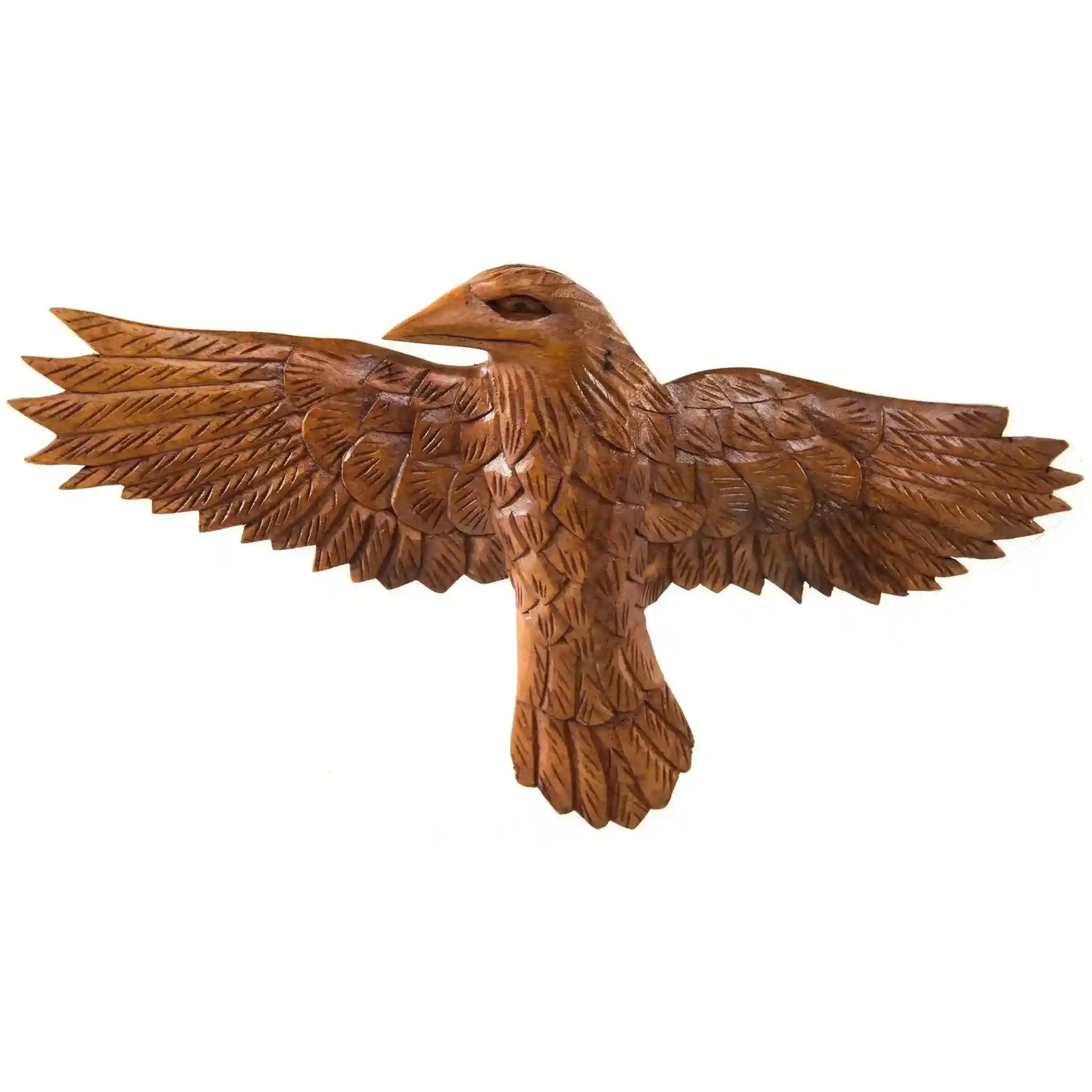 Wandbild Rabe Hugin braun  Vogel  - Holz links Handarbeit Wanddeko Wandrelief