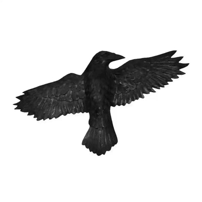 Wandbild Rabe Munin schwarz Holz rechts Handarbeit Vogel 15 x 27 cm geschnitzt