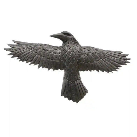 Wandbild Wand Deko Rabe Munin schwarz gross Holz links Handarbeit geschnitzt