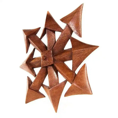 Wandschmuck Chaos Stern klein geschnitztes Ornament Holzbild Wanddeko Holz