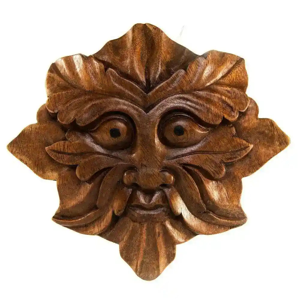 Wandschmuck Green man Naturgeist grüner Mann geschnitztes Ornament Holzbild groß