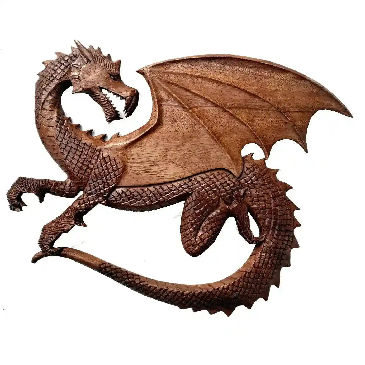 Wandschmuck Großer Drache des Feuers Wandbild geschnitztes Ornament Holzbild
