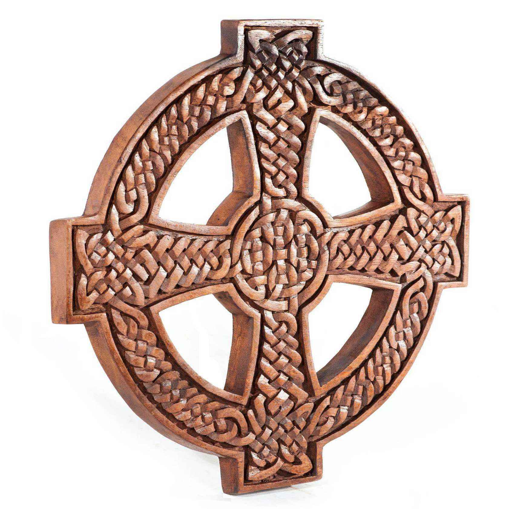 Wandschmuck Keltenkreuz Wandbild Holz Wandbild ZopfDeko geschnitzt - Firma Holzenplotz - Silberketten-Goldketten.de 