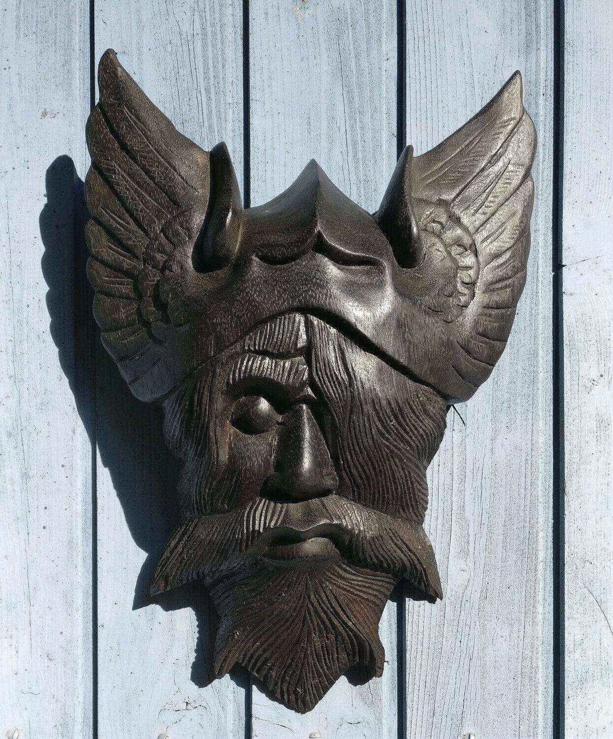 Wandschmuck Odin Wandbild Holz Wikinger Gott Viking Wotan geschnitztes Ornament