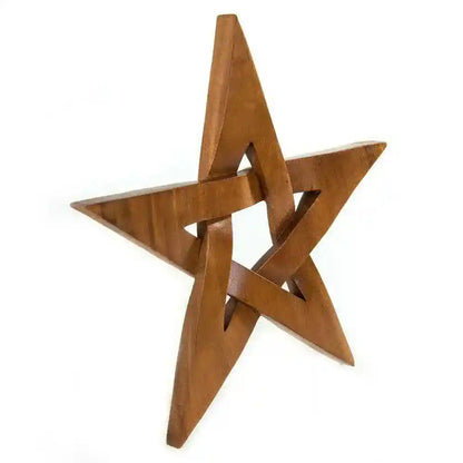 Wandschmuck Pentagramm Holz handgeschnitztes Ornament Holzbild 28 cm Deko