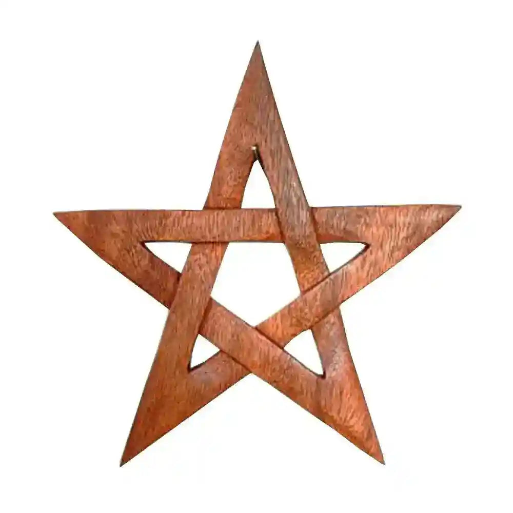Wandschmuck Pentagramm Holz handgeschnitztes Ornament Holzbild 28 cm Deko
