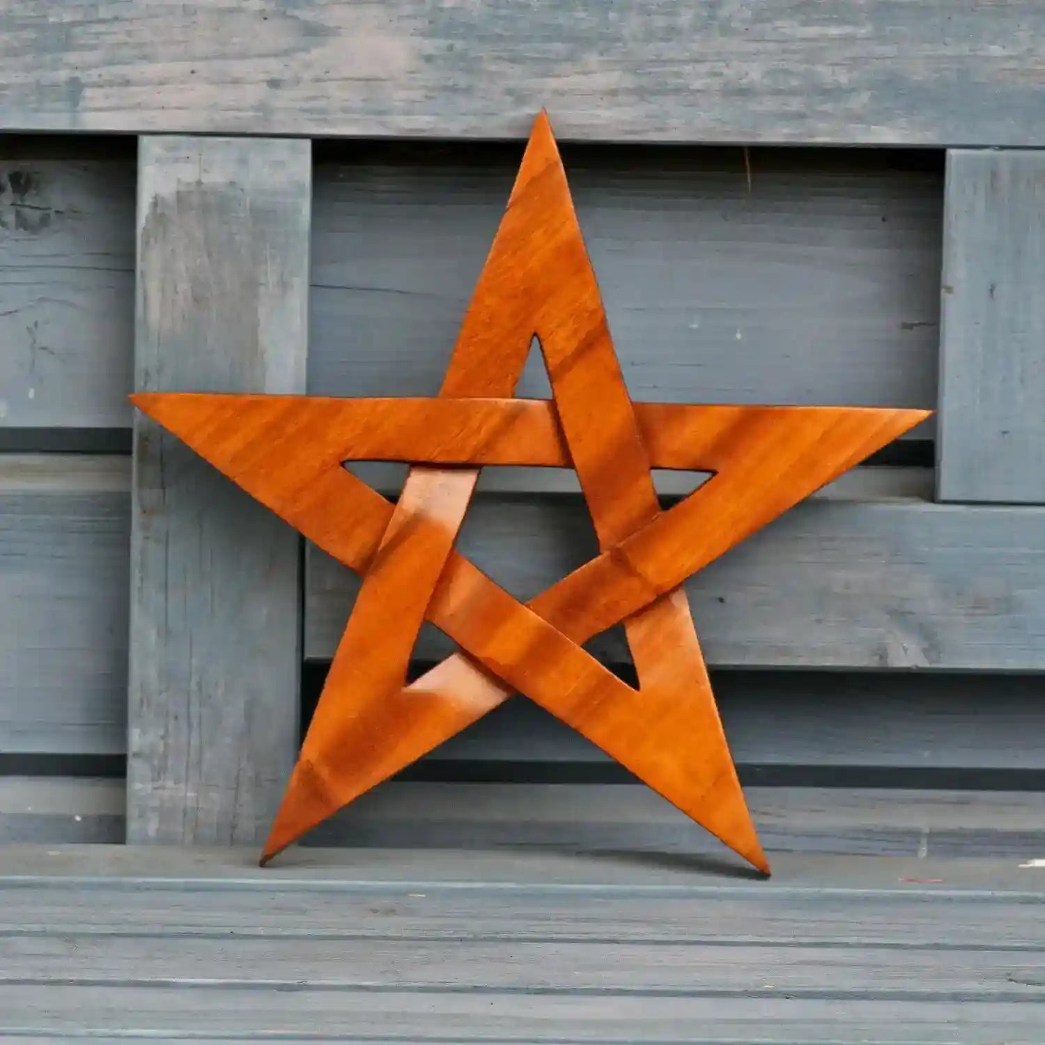 Wandschmuck Pentagramm Holz handgeschnitztes Ornament Holzbild 28 cm Deko