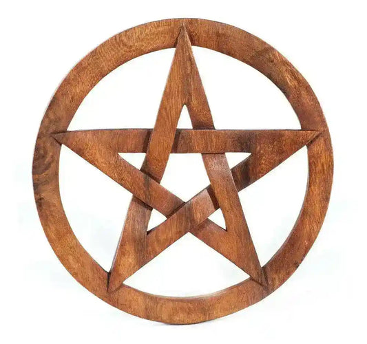 Wandschmuck Pentagramm im Kreis Wanddeko Holz Wanddekoobjekt geschnitz
