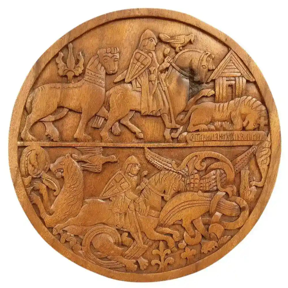 Wandschmuck Ritter Fabelwesen 30 cm Ritterszene Mystic Pferd Wandbild Deko Holz