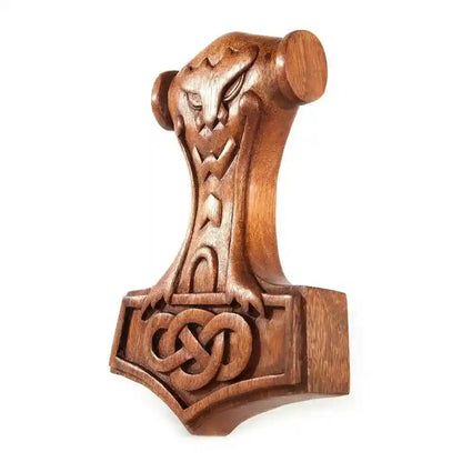 Wandschmuck Thorhammer Mjölnir Donar Hammer aus Holz Wikinger Wanddekoobjekt