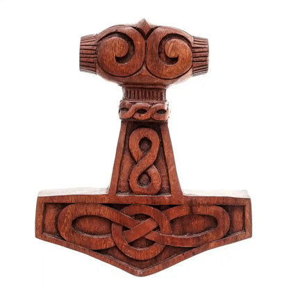 Wandschmuck Thorhammer Mjölnir Spirale Wanddeko Holz Viking Handarbeit
