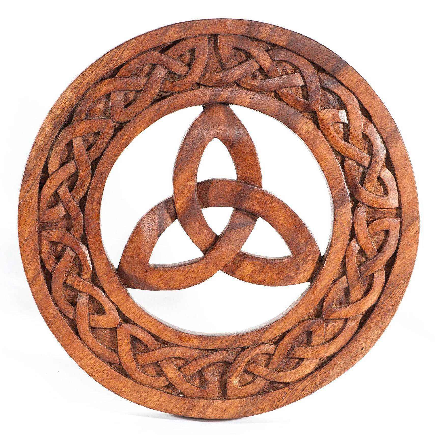 Wandschmuck Wand-Bild Triade Keltische Hochzeit geschnitztes Ornament - Firma Holzenplotz - Silberketten-Goldketten.de 