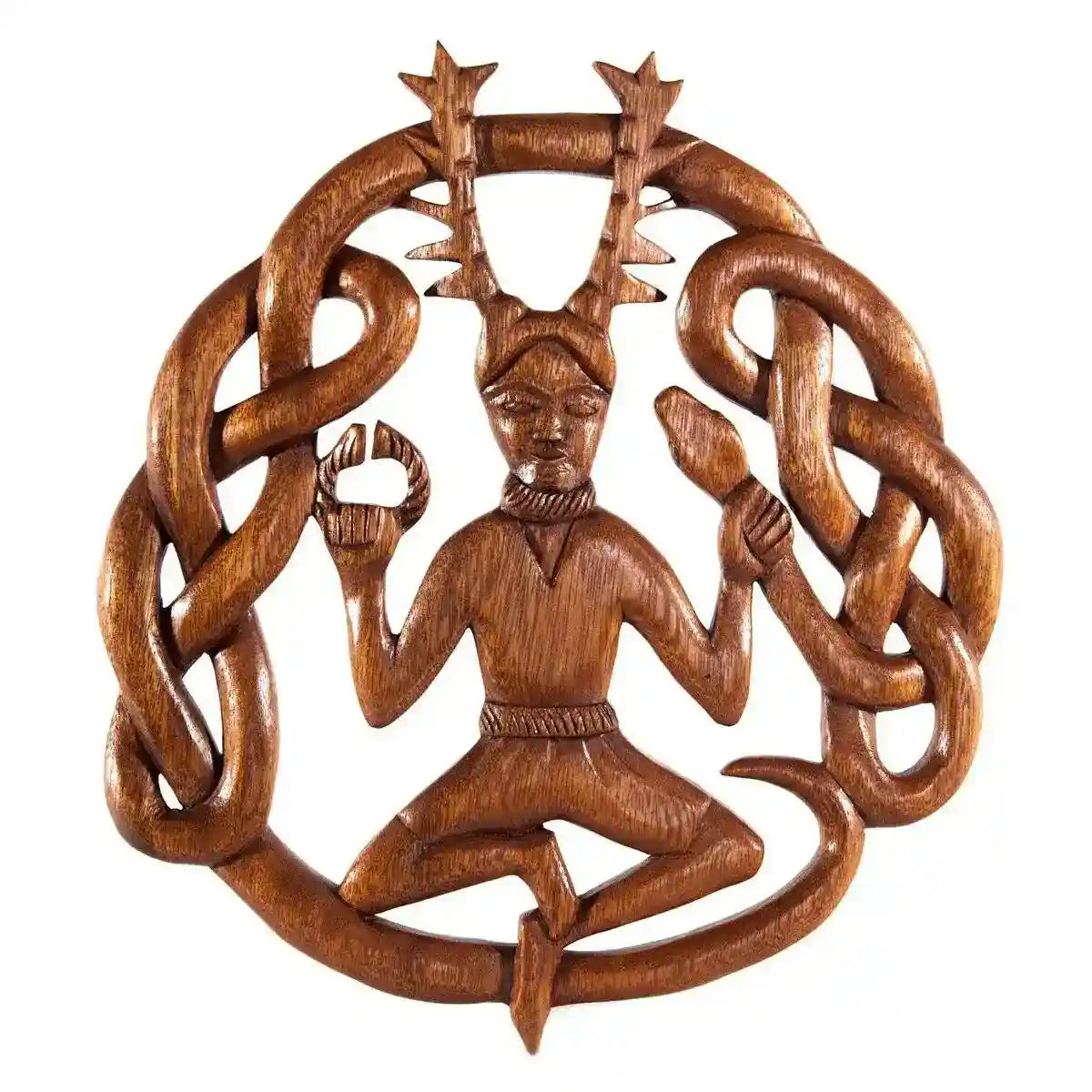 Wandschmuck Wand-Deko Cernunnos Waldgott aus Wandrelief Wandbild Irish Holz