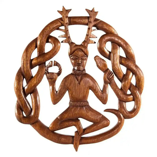 Wandschmuck Wand-Deko Cernunnos Waldgott aus Wandrelief Wandbild Irish Holz