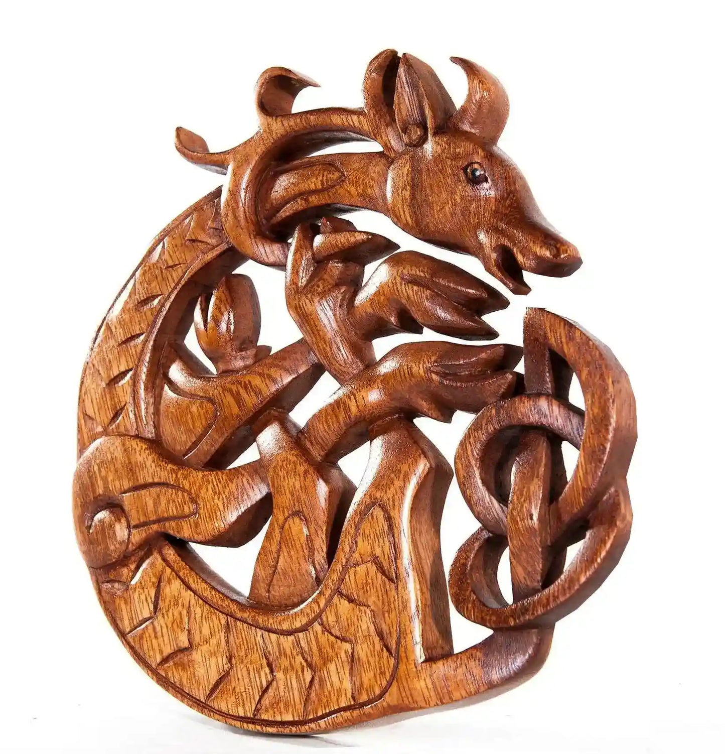 Wandschmuck Wandbild Keltischer Hirsch Holz geschnitztes Ornament Holz