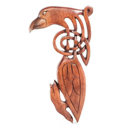 Wandschmuck Wandbild Keltischer Rabe Holz Vogel geschnitztes Ornament
