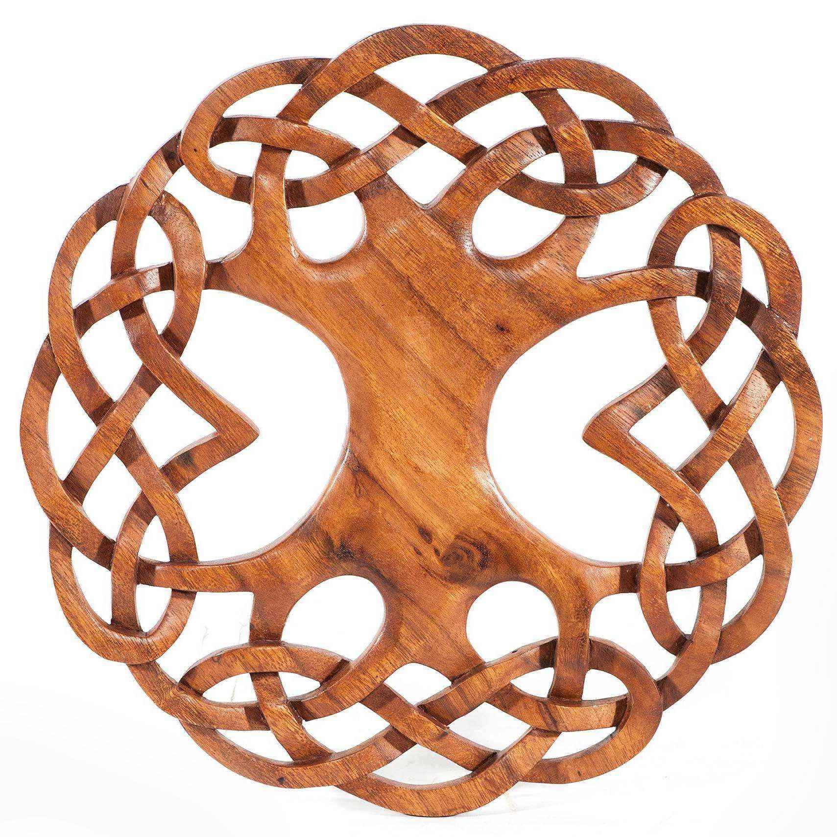 Wandschmuck Weltenesche groß Yggdrasil Lebensbaum geschnitztes Ornament Holzbild