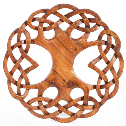 Wandschmuck Weltenesche groß Yggdrasil Lebensbaum geschnitztes Ornament Holzbild