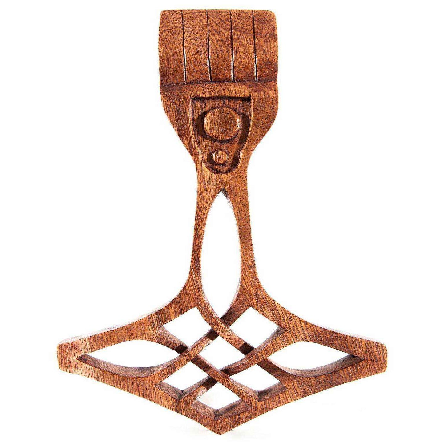Wandschmuck Wikinger Thorshammer aus Holz Viking geschnitztes Ornament Holzbild
