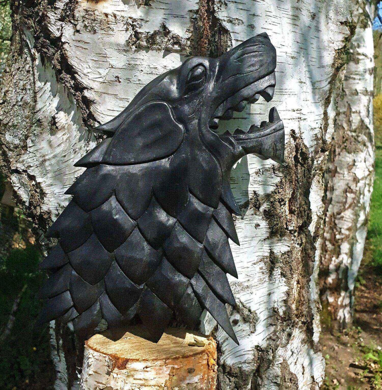 Wandschmuck Wolf Fenrir Fenris Loki Wandbild Ragnarök Wikinger Schwarz Holz