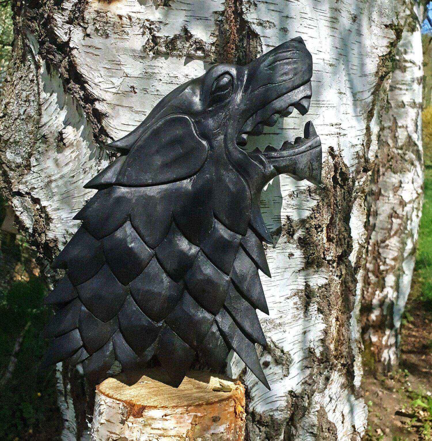 Wandschmuck Wolf Fenrir Fenris Loki Wandbild Ragnarök Wikinger Schwarz Holz