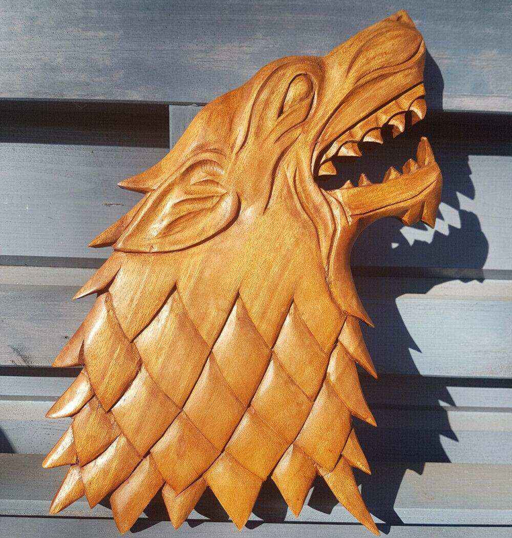 Wandschmuck Wolf Fenrir Fenris Loki Wandbild Ragnarök Wikinger Wandrelief Holz