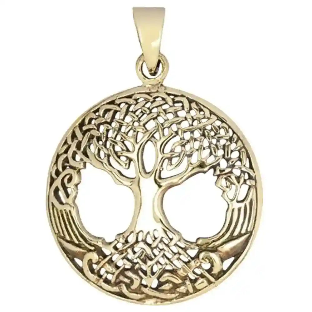 Weltenesche Bronze Anhänger Schmuck gross - Lebensbaum - 26mm Durchmesser