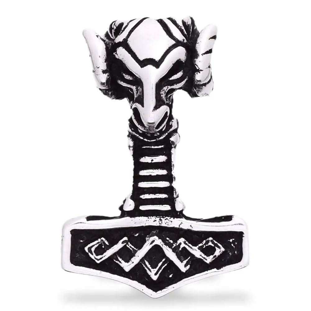 Widderhammer Schmuck Anhänger 925er Silber - Thorhammer - 38x22mm