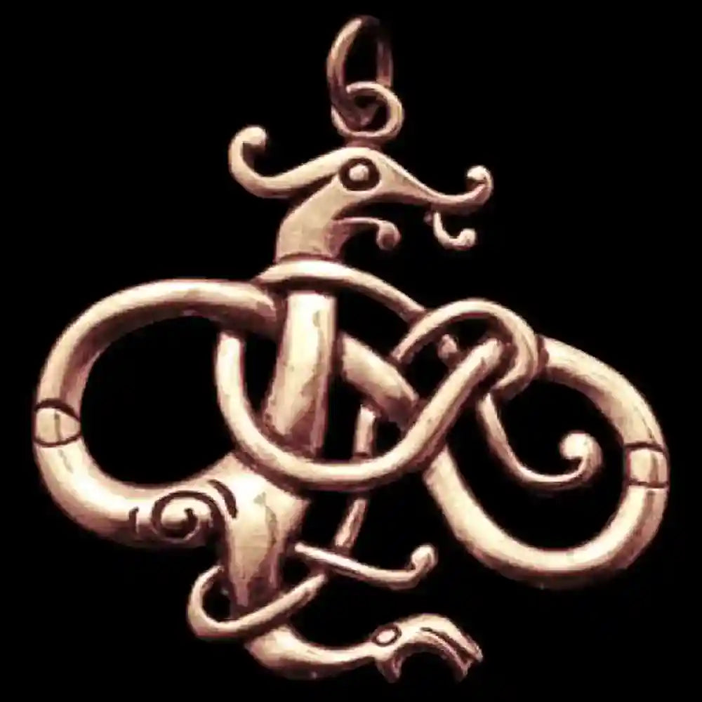 Wikinger Drache Bronze Anhänger Schmuck - Keltische Knoten - 45x45mm