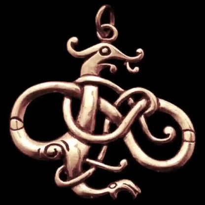 Wikinger Drache Bronze Anhänger Schmuck - Keltische Knoten - 45x45mm