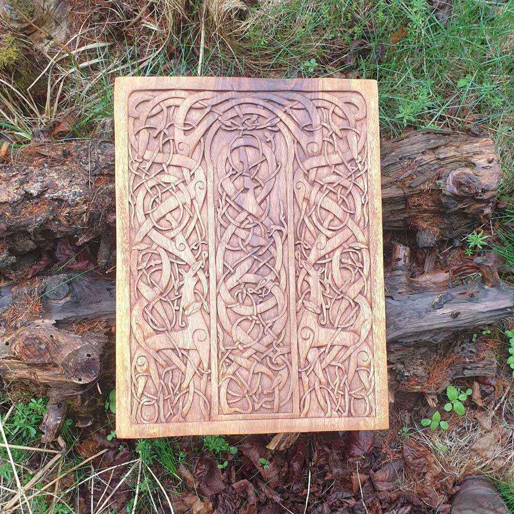 Wikinger Wandbild URNES 53x40 cm - Wikinger Kunst - Handarbeit aus Holz Deko