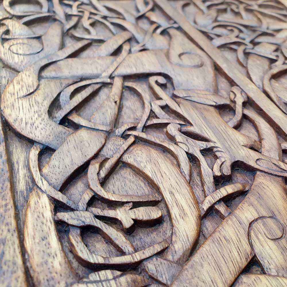 Wikinger Wandbild URNES 53x40 cm - Wikinger Kunst - Handarbeit aus Holz Deko