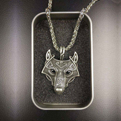 Wolf Box Kette Wikinger Kelten Schmuck Anhänger Zinn Hund