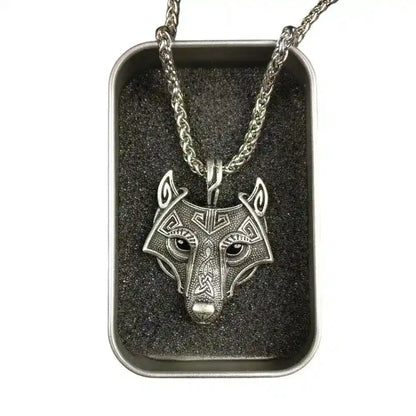 Wolf Box Kette Wikinger Kelten Schmuck Anhänger Zinn Hund