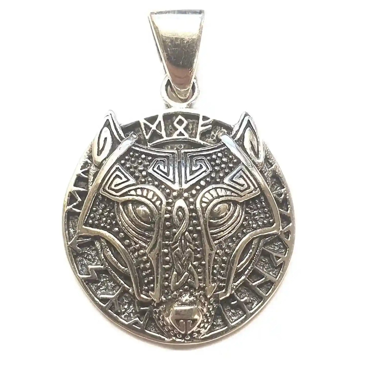 Wolf Hund Runen Fenris Schmuck Anhänger klein 925er Silber - 19 mm - Firma Holzenplotz - Silberketten-Goldketten.de 