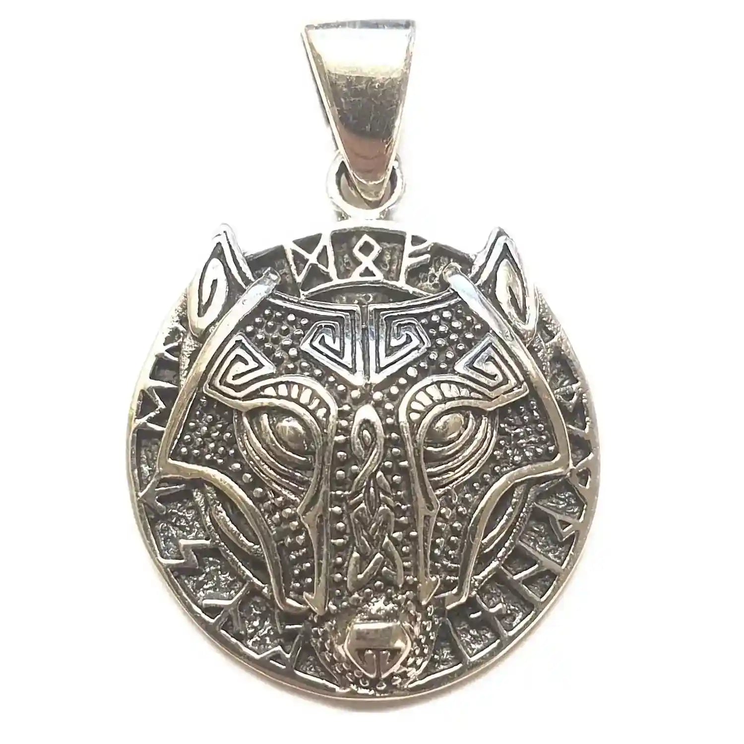 Wolf Hund Runen Fenris Schmuck Anhänger klein 925er Silber - 19 mm - Firma Holzenplotz - Silberketten-Goldketten.de 