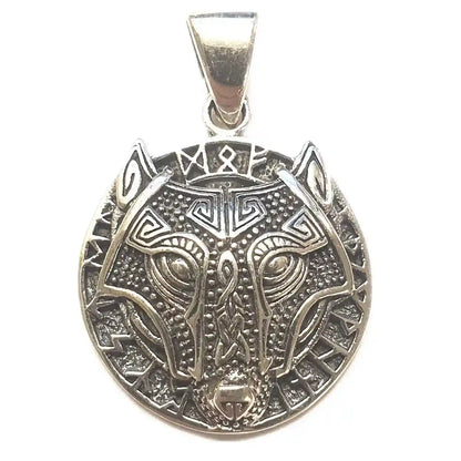 Wolf Hund Runen Fenris Schmuck Anhänger klein 925er Silber - 19 mm - Firma Holzenplotz - Silberketten-Goldketten.de 