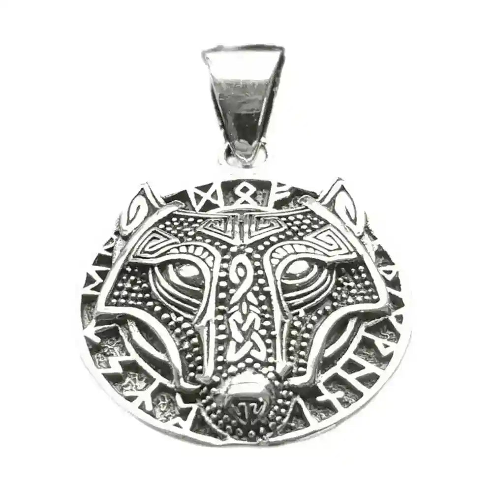 Wolf Hund Runen Fenris Schmuck Anhänger klein 925er Silber - 19 mm - Firma Holzenplotz - Silberketten-Goldketten.de 